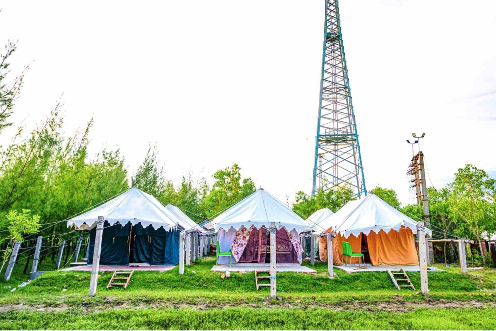 bakkhali eco park and tents morning view looks beautiful