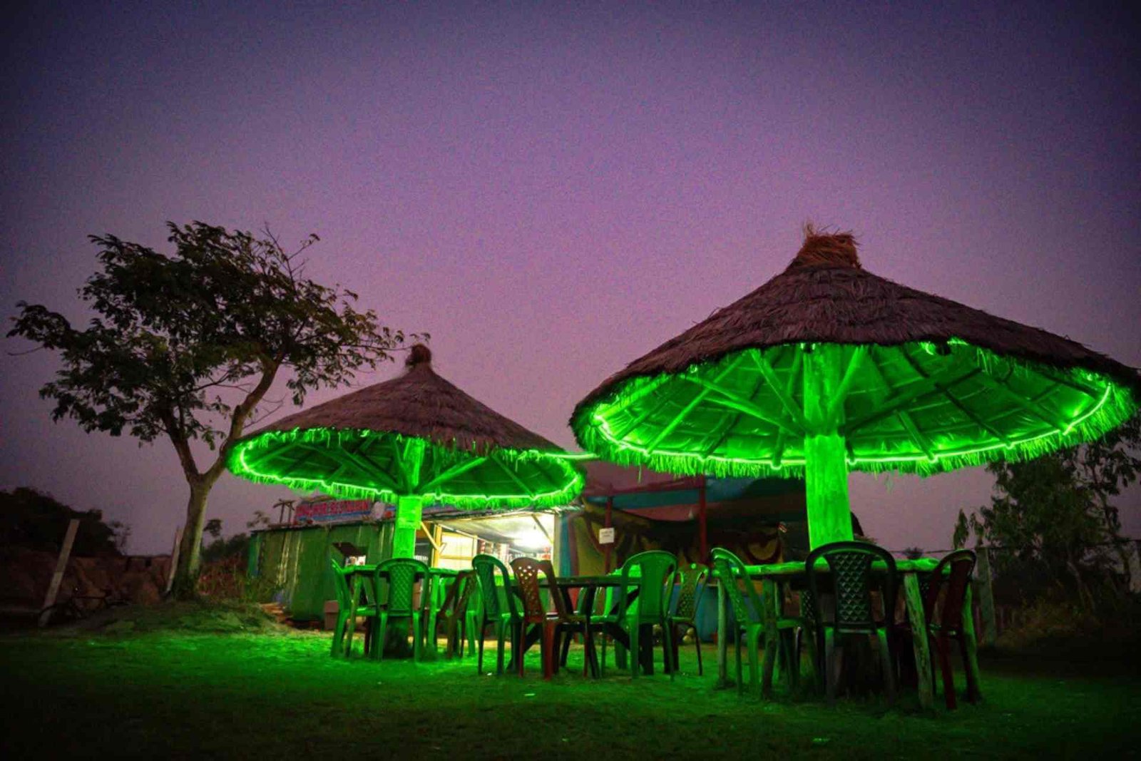 bakkhali eco park and tents night view